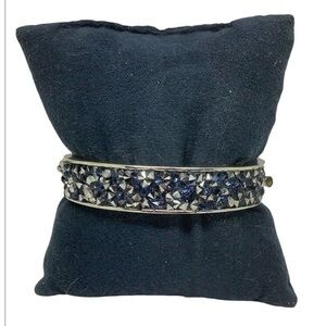 Silver tone blue Crystal cuff Bracelet